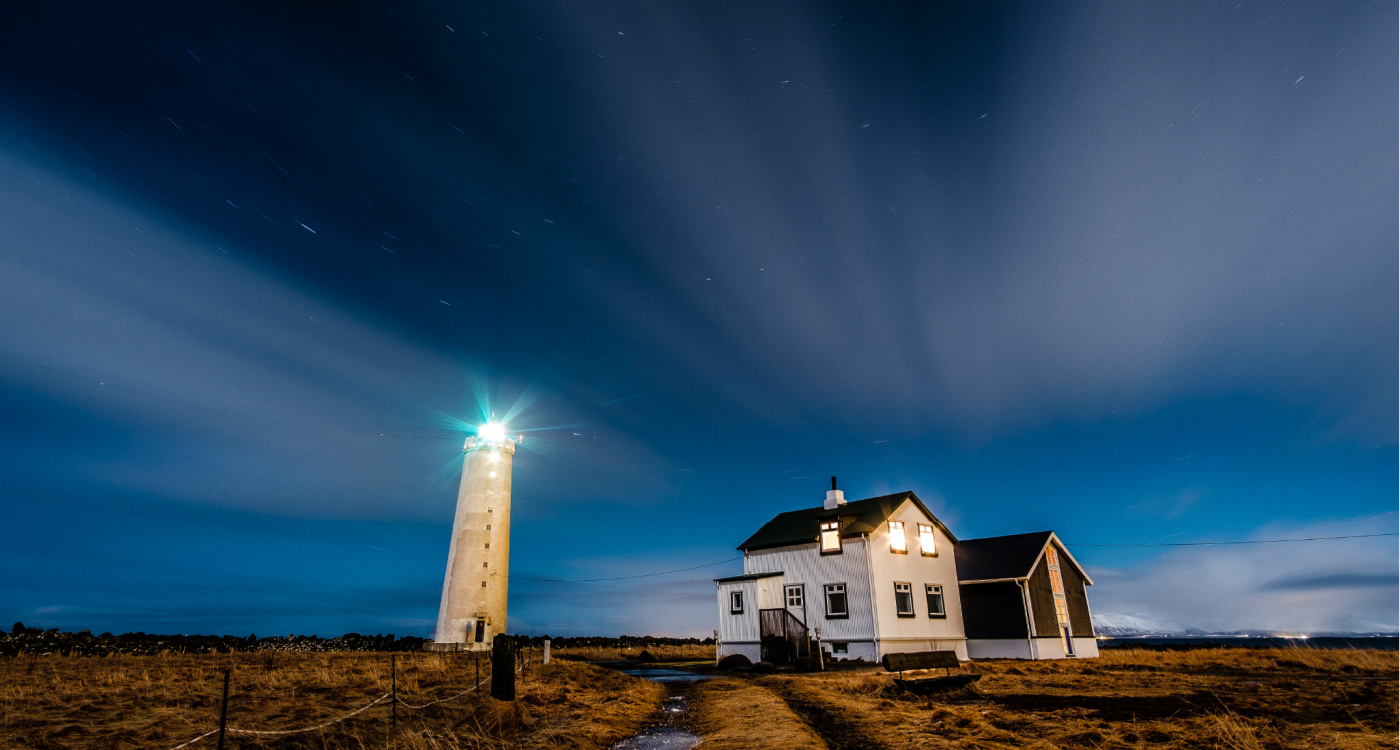 Lighthouse on the atlantic coast in Reykjavik.