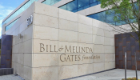 A brick wall with 'Bill and Melinda Gates Foundation' text outside the headquarters