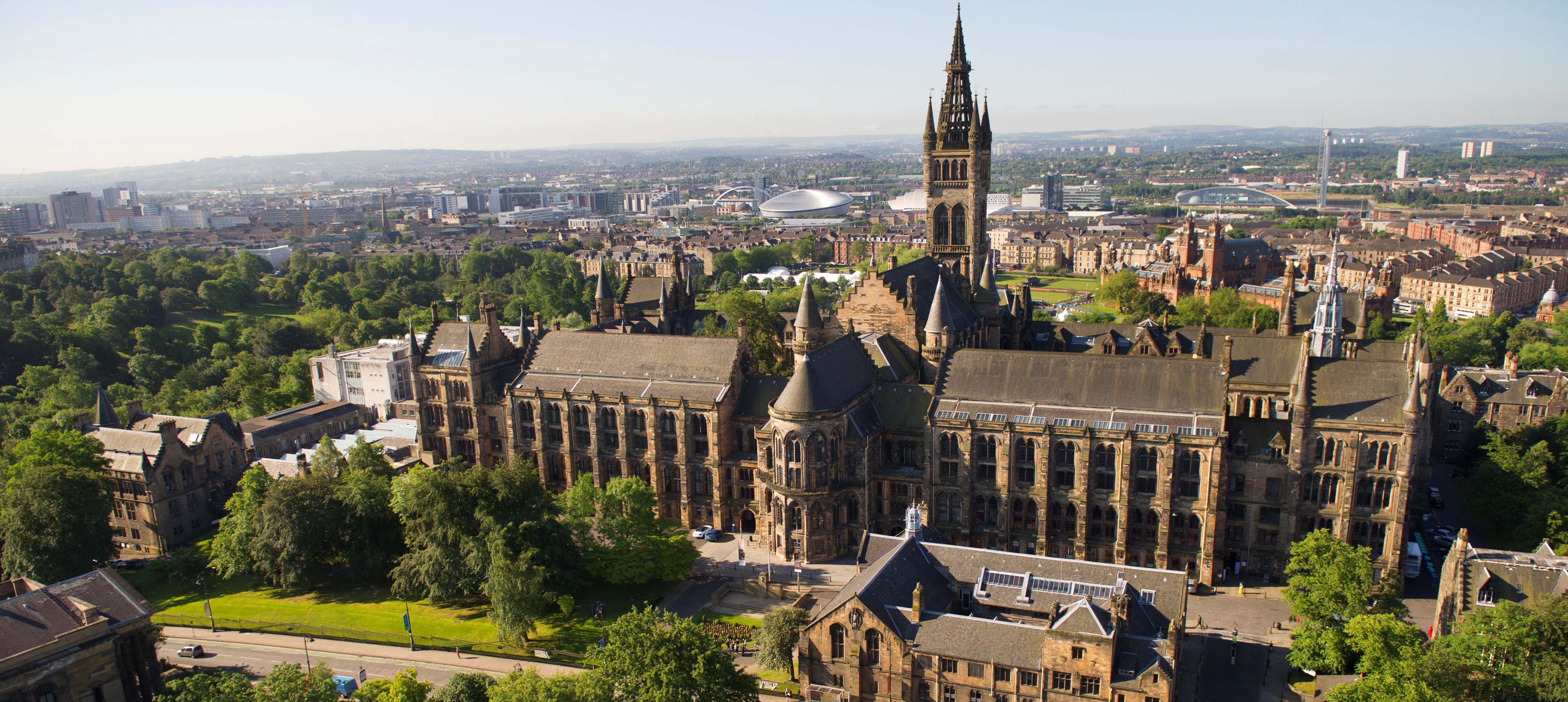 The Main Building of the University of Glasgow pictured in front of the South West of Glasgow