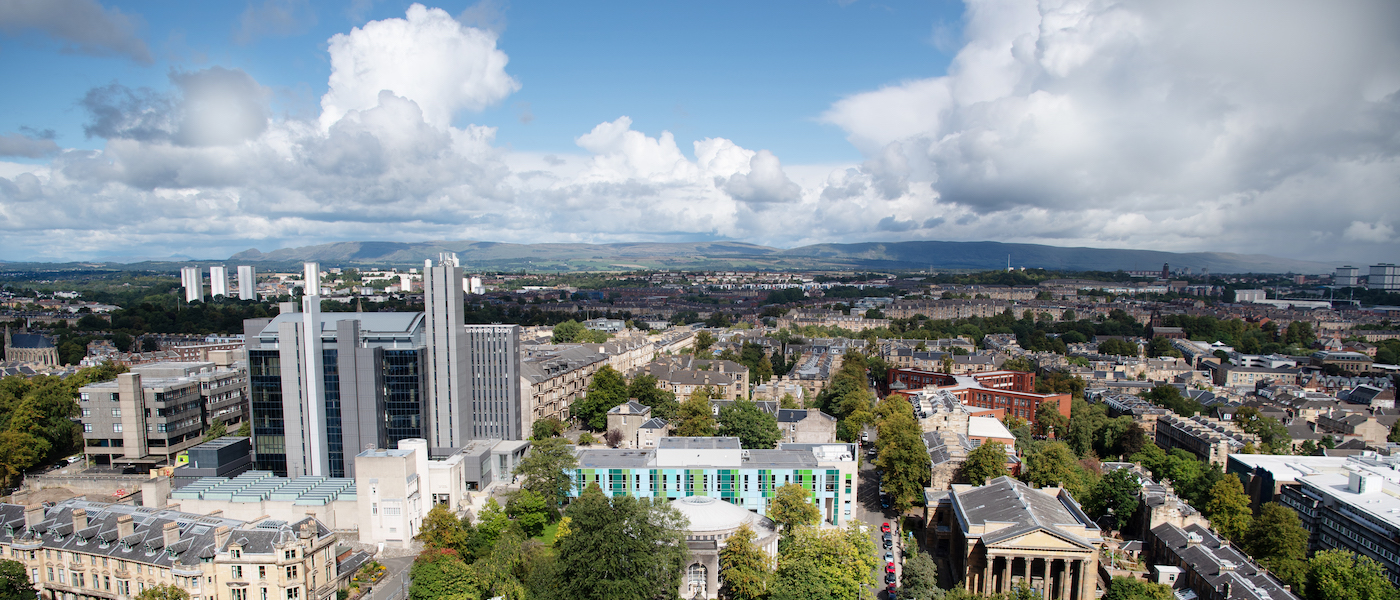 View from top of Main Building towards Library.