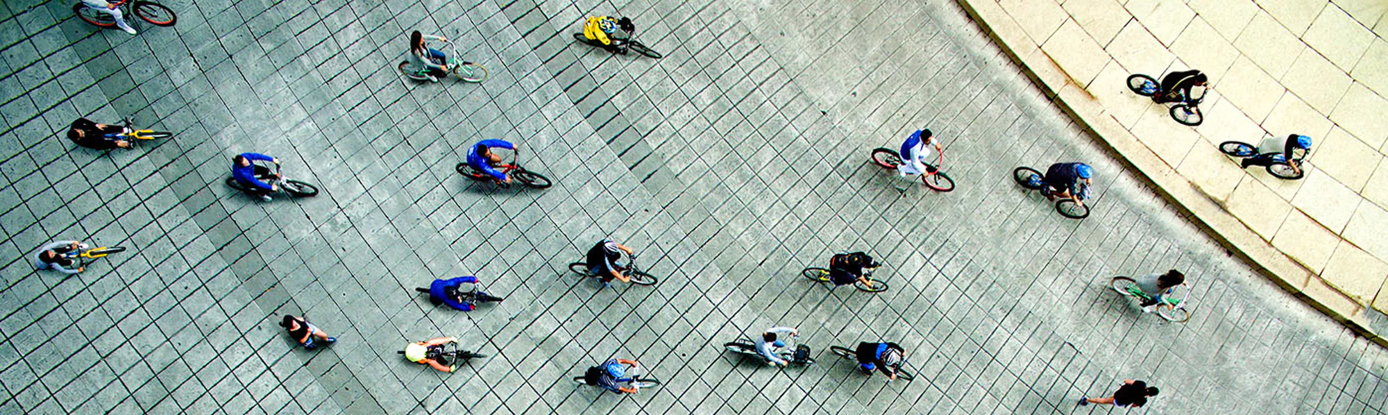 Students riding bikes