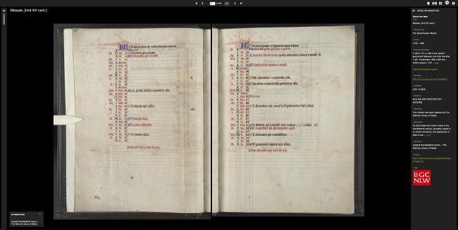 an image of a manuscript from the National Library of Wales in a IIIF viewer - The Great Eastern Missal, (NLW MS 492F)