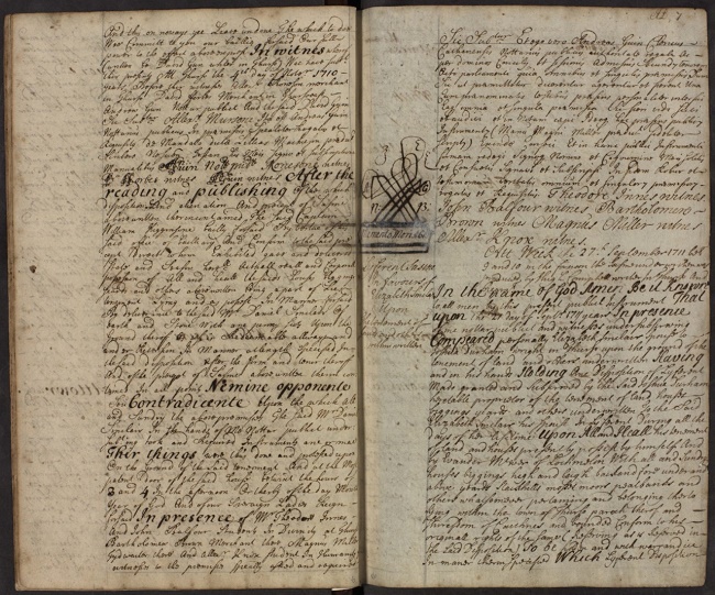 An image of a sasine from Caithness from 27 September 1711 for Elizabeth Sinclair in Thurso