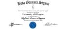 Beta Gamma Sigma High Honors certificate