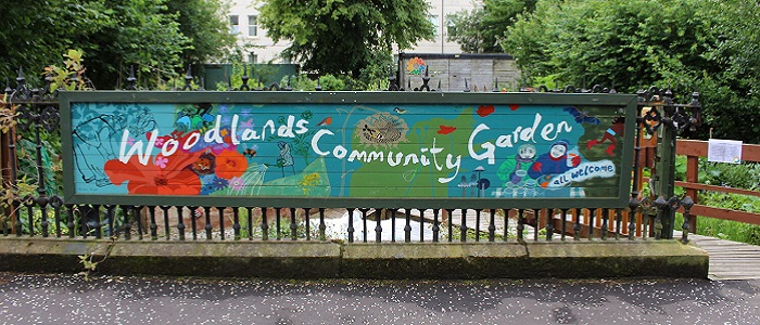 Main entrance to Woodlands Community Garden