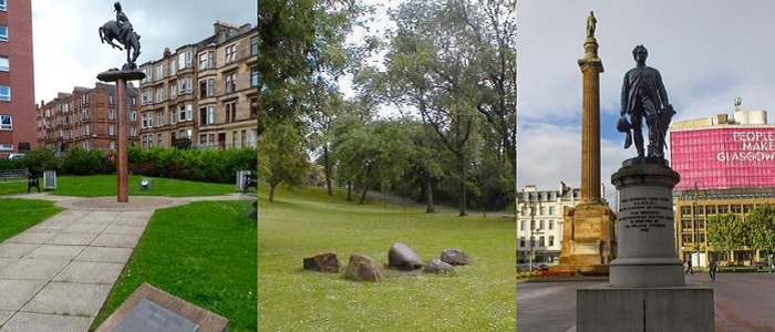 Triptych of three heriatge sites in Glasgow