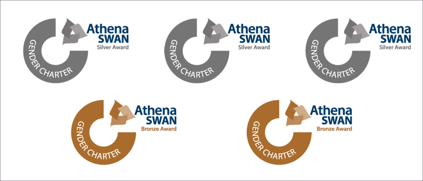 2 Athena Bronze and 3 Athena Silver award logos