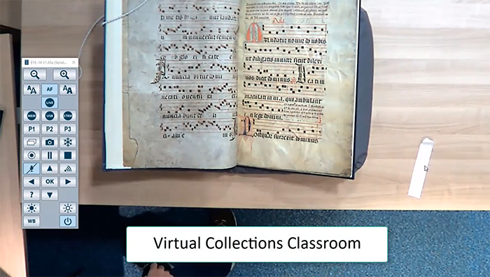 Virtual Collections Classroom book with controls on the left hand side