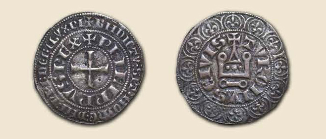 Obverse and reverse of a coin from the Crusades