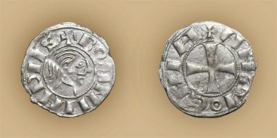 Bohemond III, prince of Antioch, billon denier, 1149 – c.1163, silver alloy, Antioch, GLAHM:39475, McFarlan.