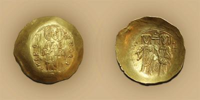 Alexius III, Byzantine Emperor, hyperpyron, 1195 – 1203, gold, Constantinople, GLAHM:46559, McFarlan.