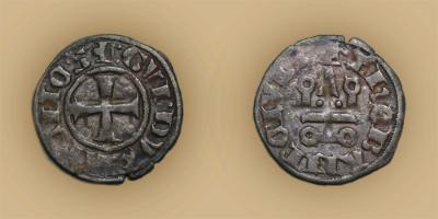 Guy II, duke of Athens, denier tournois, 1287 – 1308, silver alloy, Greece, GLAHM:39478 McFarlan. 