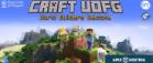 Logo for craft UofG, showing a minecraft world under the text World Builders Welcome