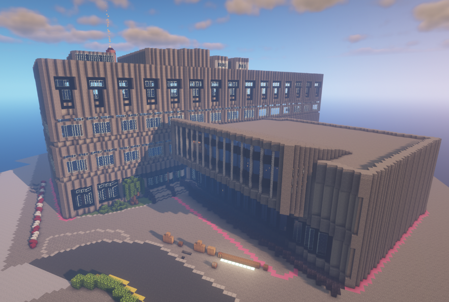 Queen Margaret Union building, built in Minecraft