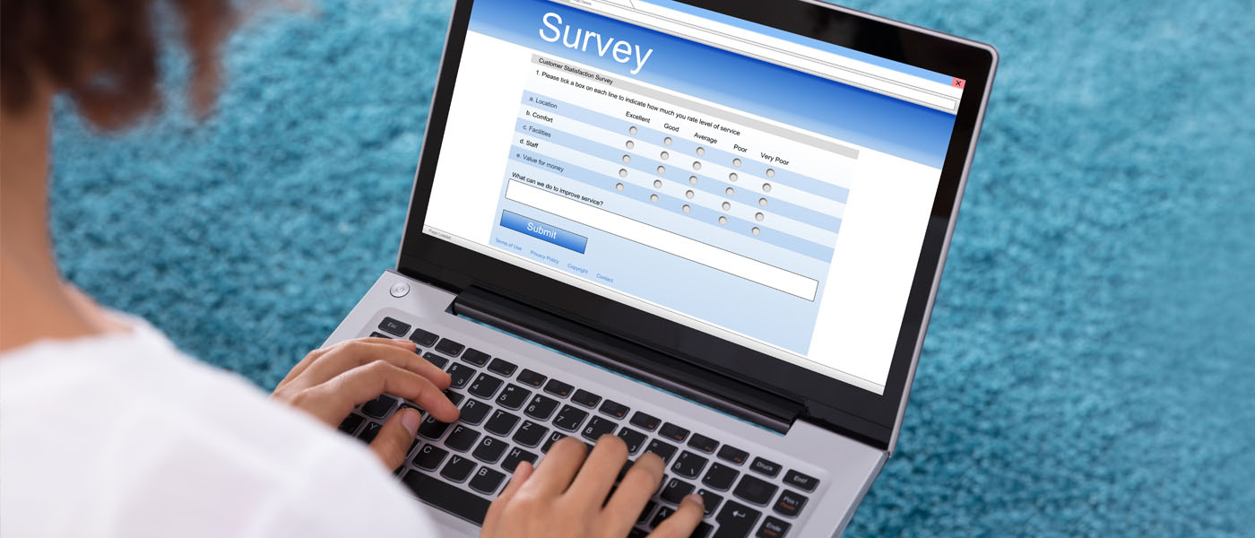 A survey being completed on a laptop