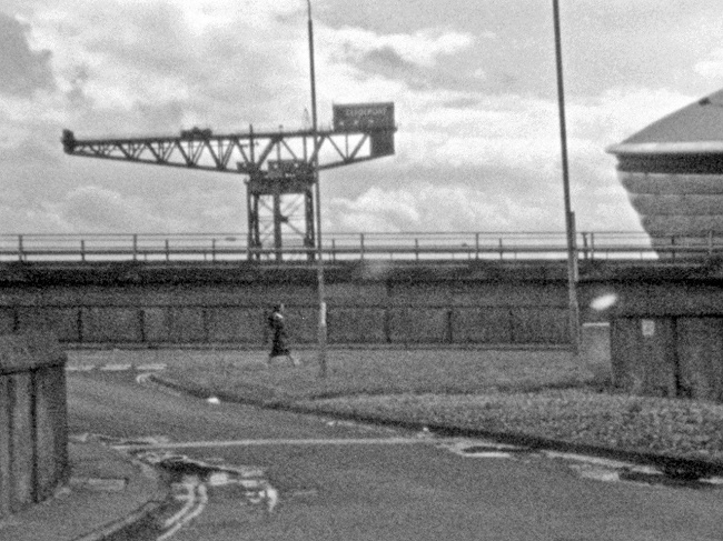Drifting with Debord Film, Jen Cunnion as The Angel of History drifting through Glasgow