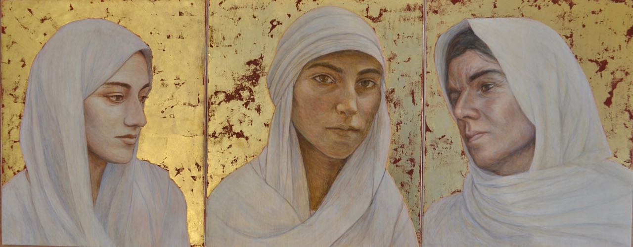 Tryptch of Yezidi Women by Artist Hannah Rose Thomas