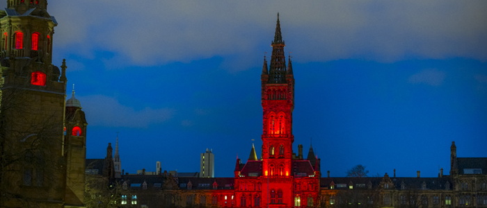 University of Glasgow tower lit up for World AIDS Day