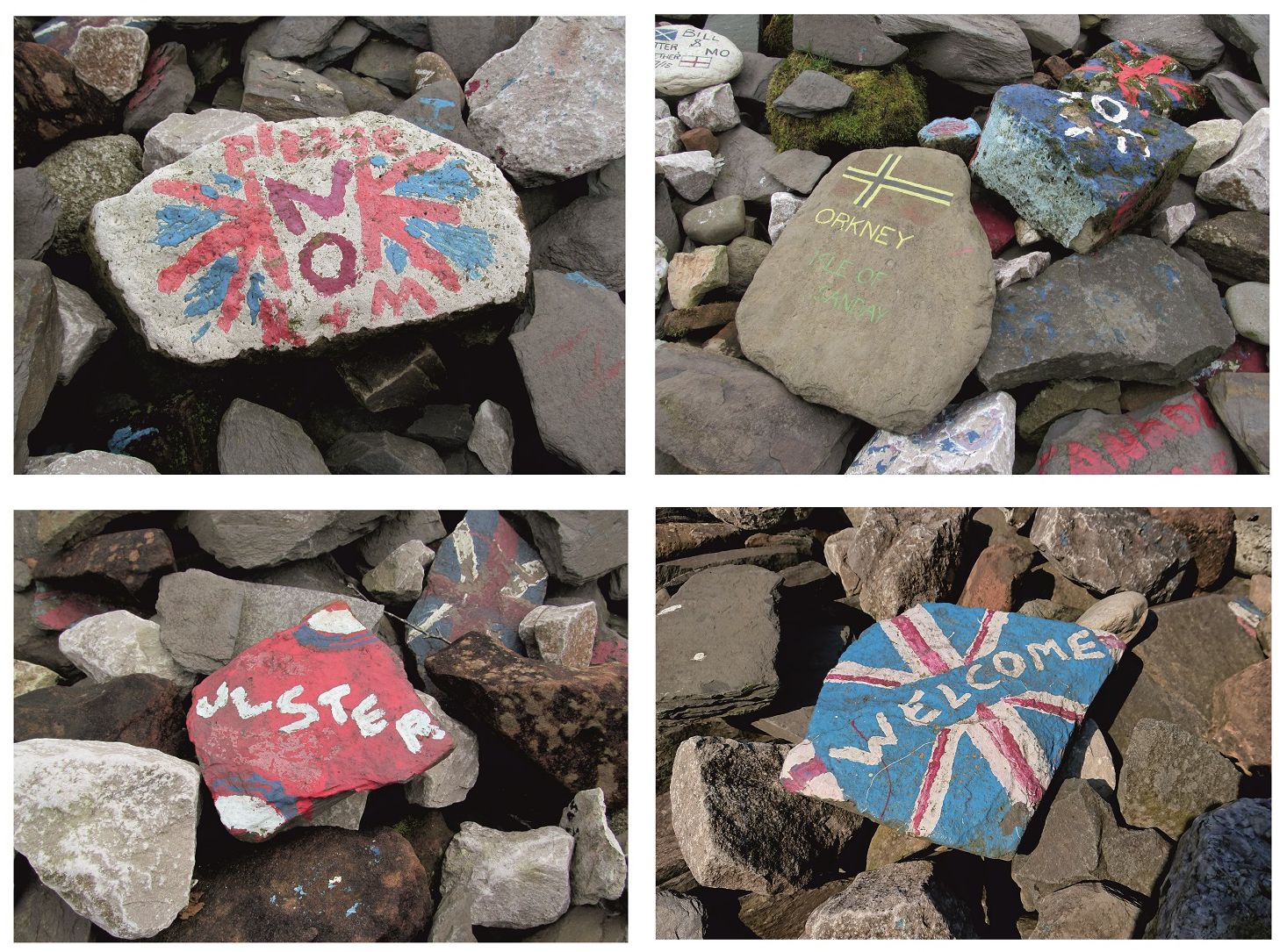 Image 2 A selection of painted stones at the cairn in 2017 (K Brophy)