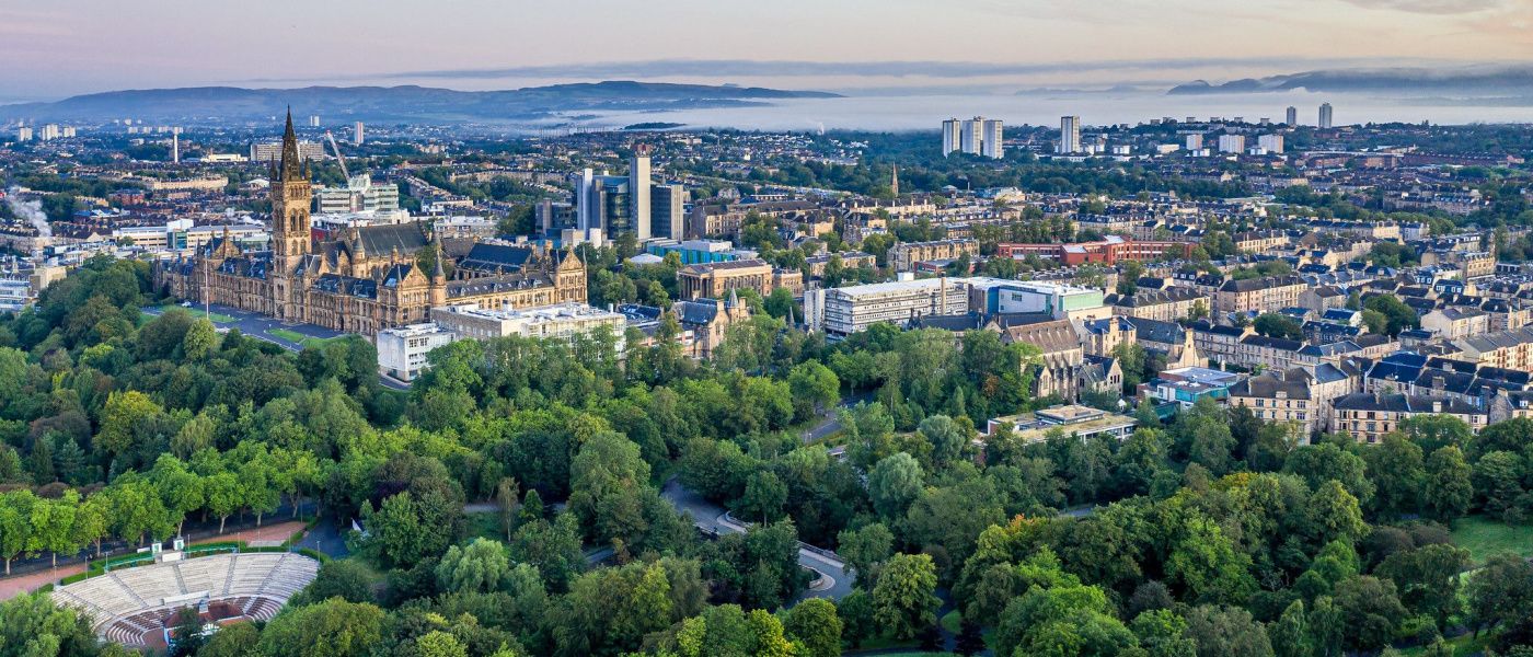 aerial shot of university and surroundings