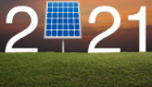 A graphic with the zero in 2021 replaced by a solar panel