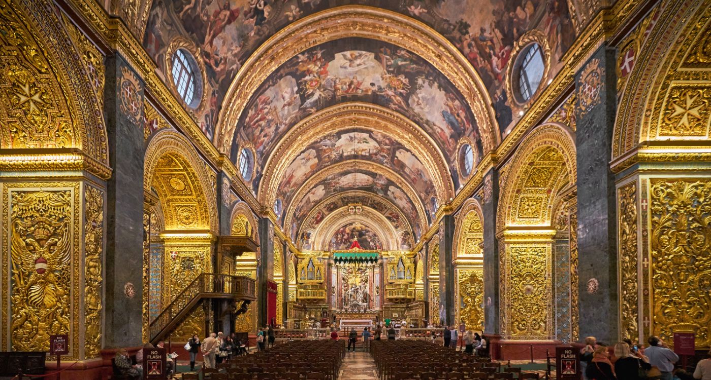 Interior view of the ceiling and ornate interiors of St John's Co-Cathedral in Valletta [Photo: Shutterstock]