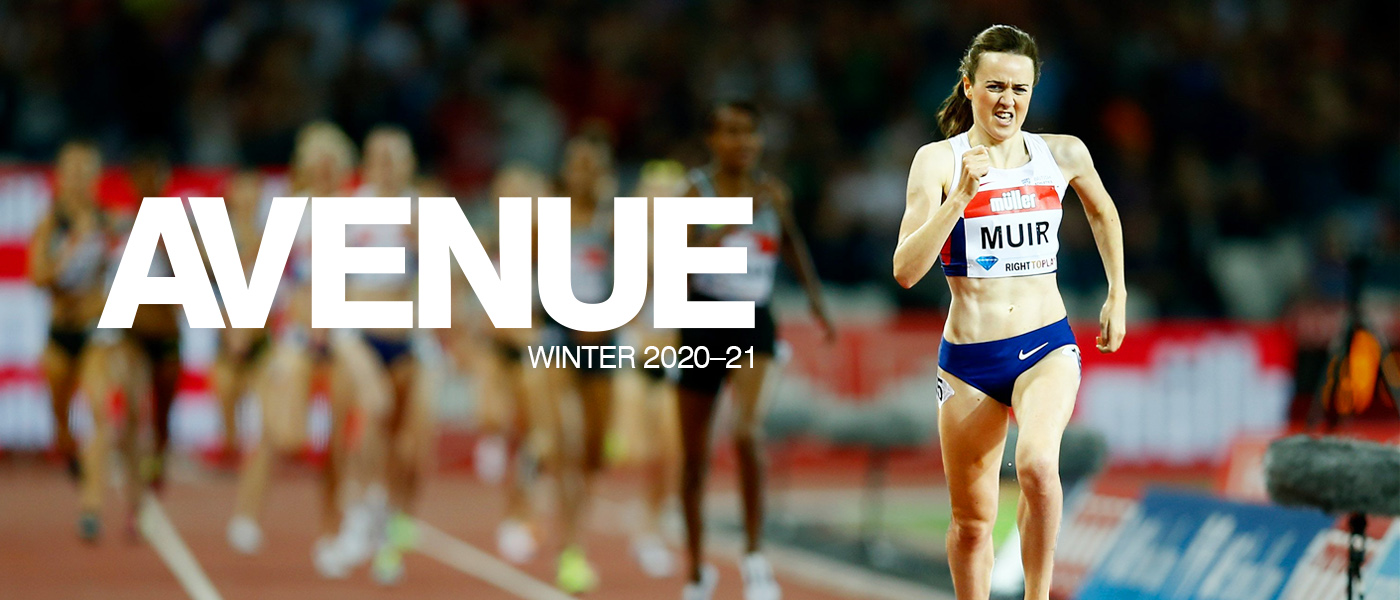 Avenue masthead with Laura Muir [Photo: Getty Images]