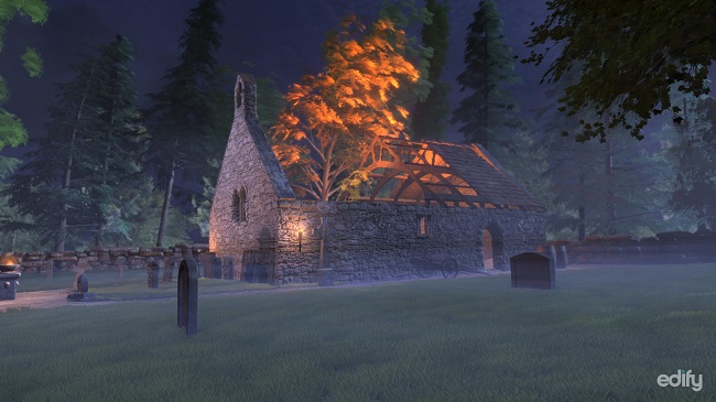 Alloway Kirk in Burns VR Classroom developmed by the edify and the University of Glasgow's Centre for Robert Burns Studies 650