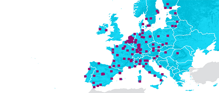 Map of Europe showing partners