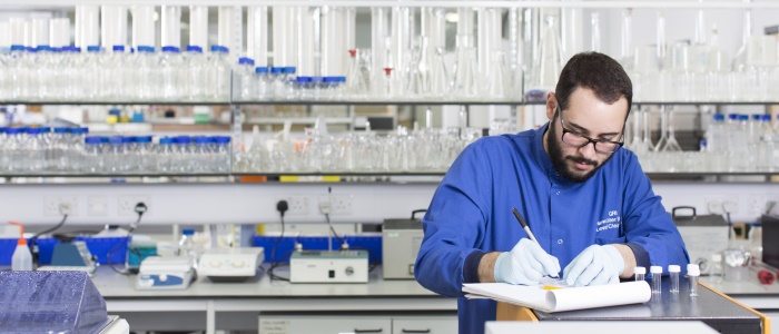Researcher working in laboratory