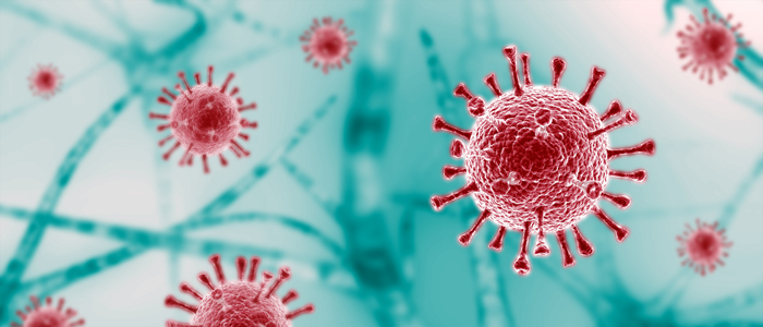 Image of coronavirus with pale blue background
