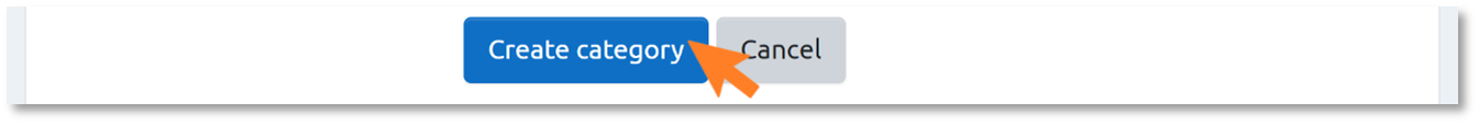An image of the Create category and Cancel buttons, with an arrow indicating the Create  Category button