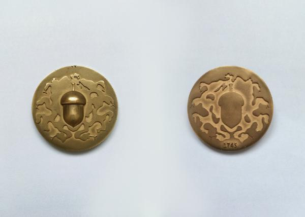Bronze medal with image of acorn