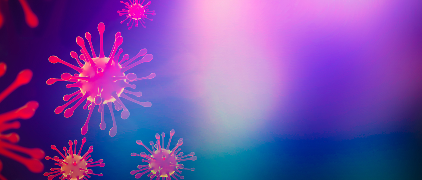 Photo of coronavirus with purple background