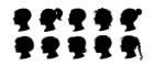 Silhouettes of male and female faces