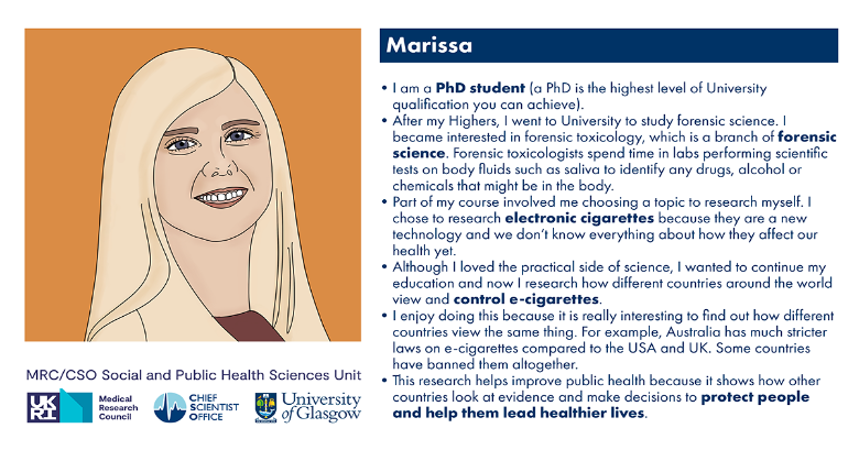Marissa's profile and illustration