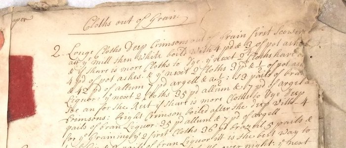 Detail from a dye manual page in the Crutchley Archive