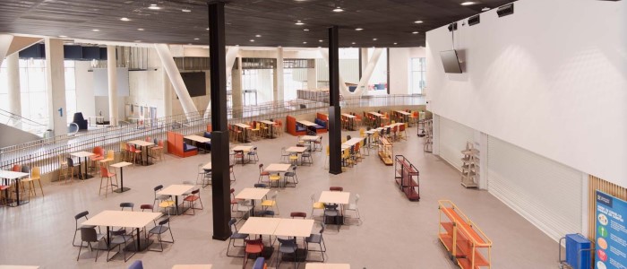 Seating area for Hub Kitchen cafeteria