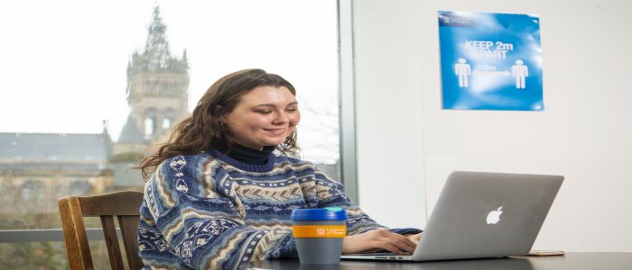 Girl working on a laptop