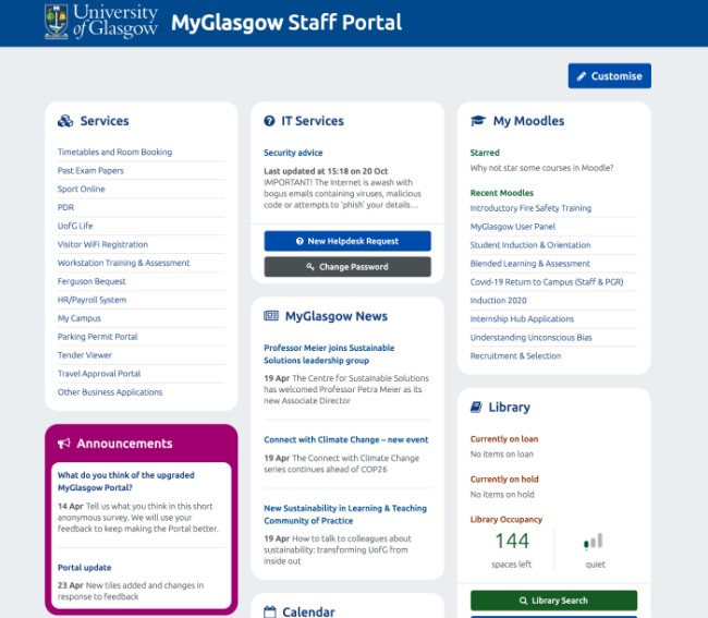 The new look MyGlasgow Portal 