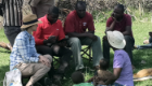 Members of the COMBAAT research team interviewing farmers in Serengeti District, Tanzania in 2019. Photo by Dr Harriet Auty 