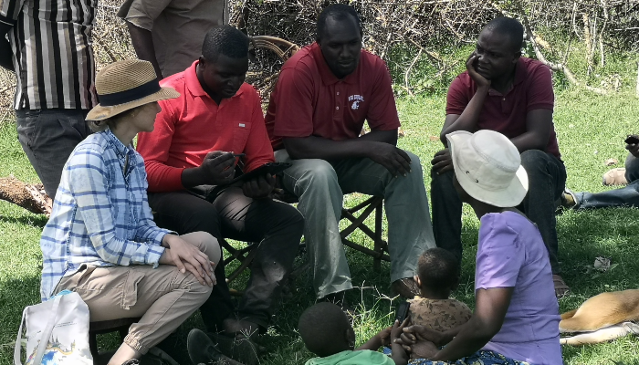 Members of the COMBAAT research team interviewing farmers in Serengeti District, Tanzania in 2019. Photo by Dr Harriet Auty