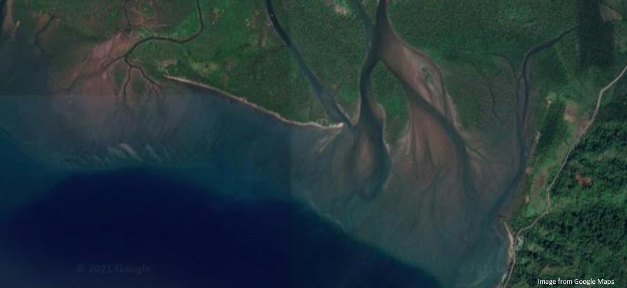 Satellite picture of river delta in the Philippines