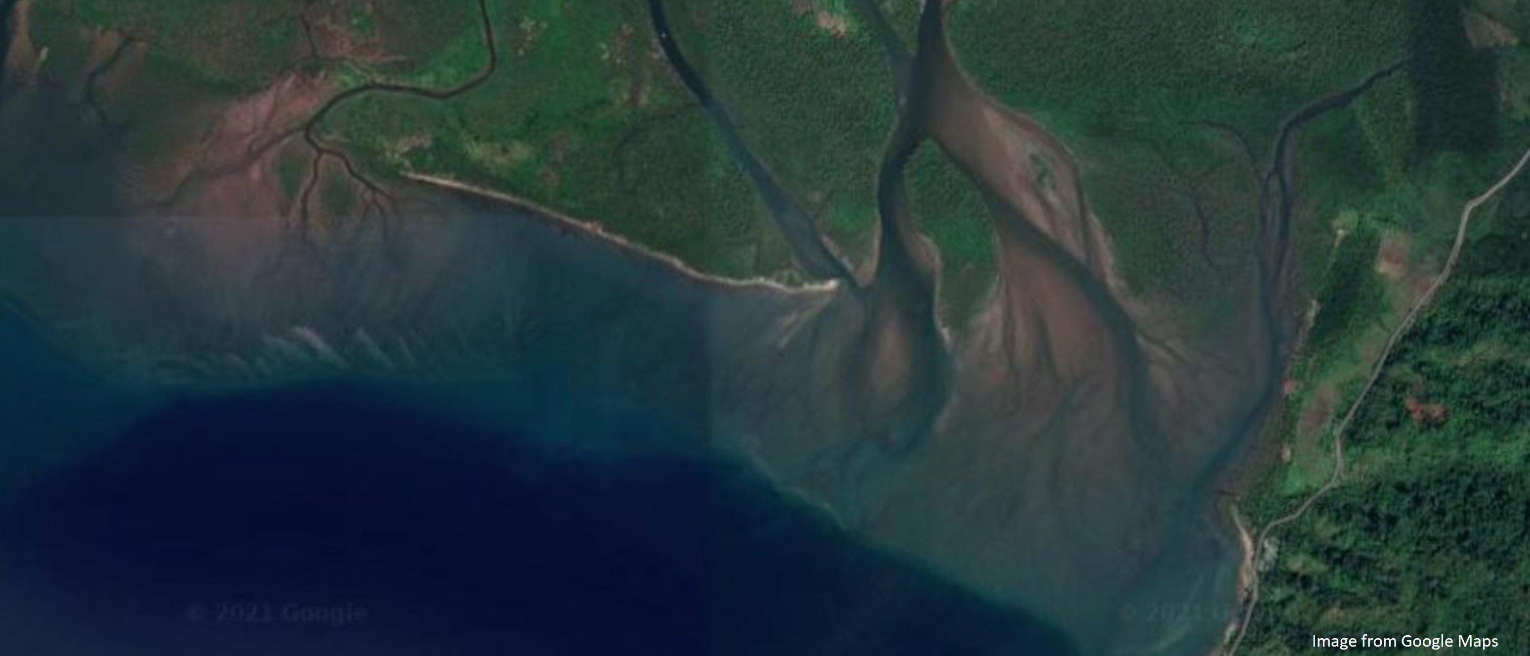 Satellite picture of river delta in the Philippines 