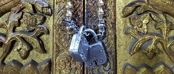 Temple doors locked shut