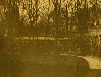 Platinum print. Photograph of garden of James McNeill Whistler's house, 110 rue du Bac, Paris.