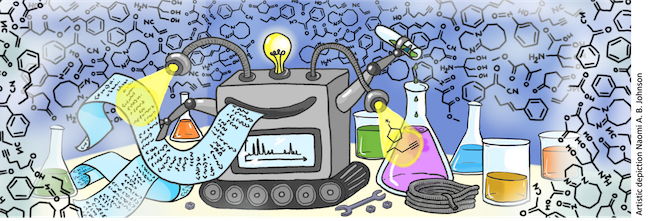 An artist's impression of the chemical robot turning printed data into chemicals