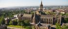 Aerial view of the University of Glasgow tower and Glasgow city