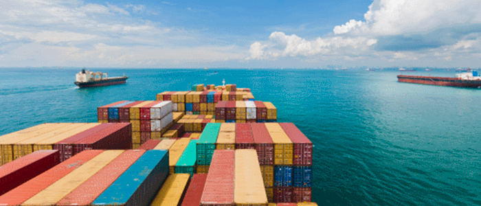 shipping containers at sea