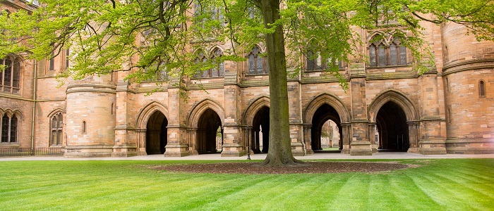 University of Glasgow cloisters and trees